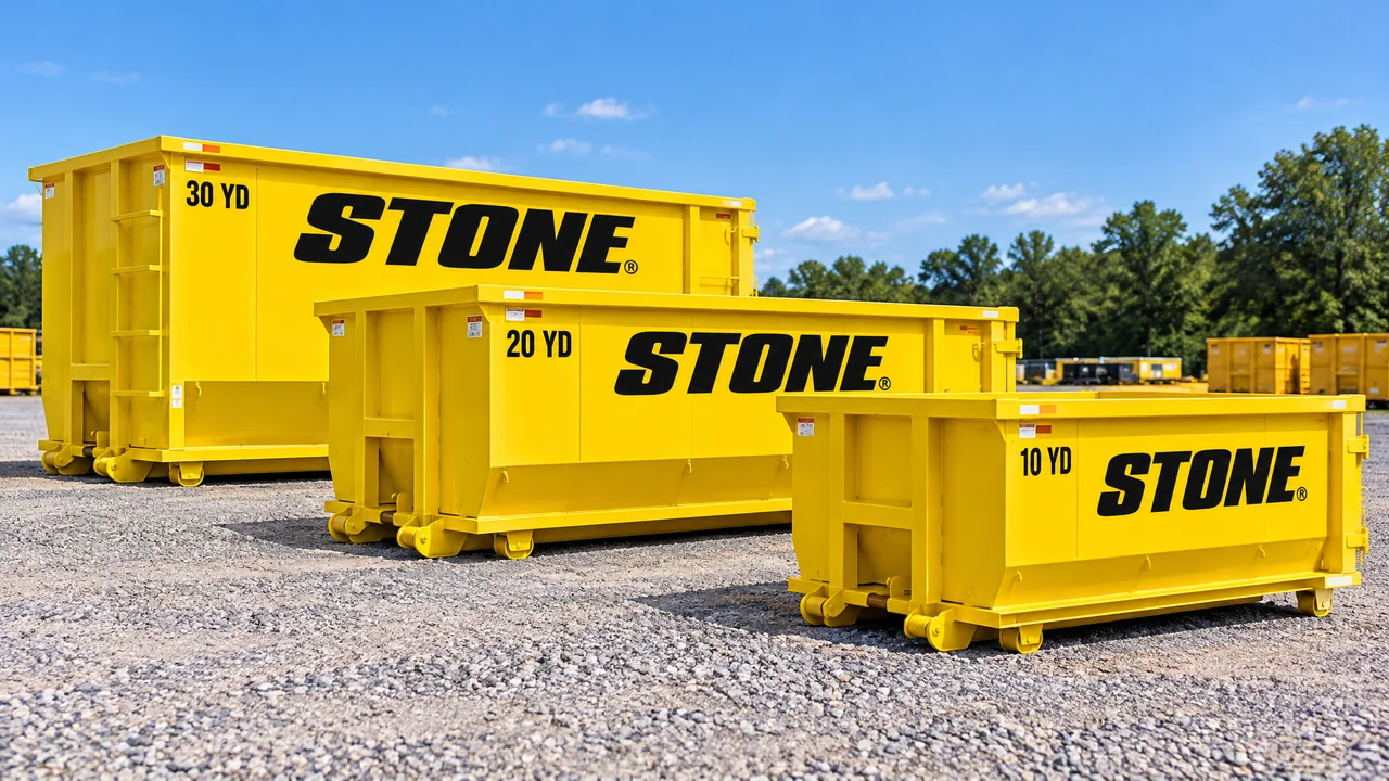 Yellow Stone Container Rentals roll-off dumpsters in 10, 20, and 30 yard sizes